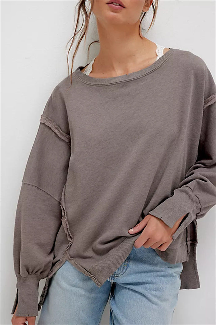 Sweatshirt oversized pour femmes avec manches ballon, coutures ouvertes et fentes latérales Echo Archiv