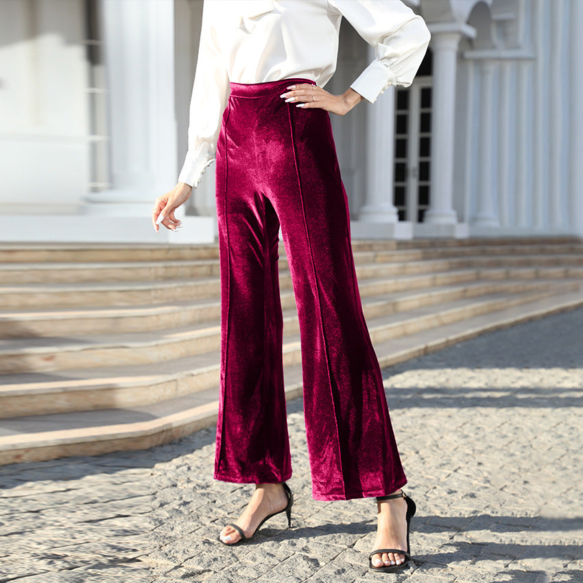 Pantalon en velours taille haute pour femmes Echoarchiv