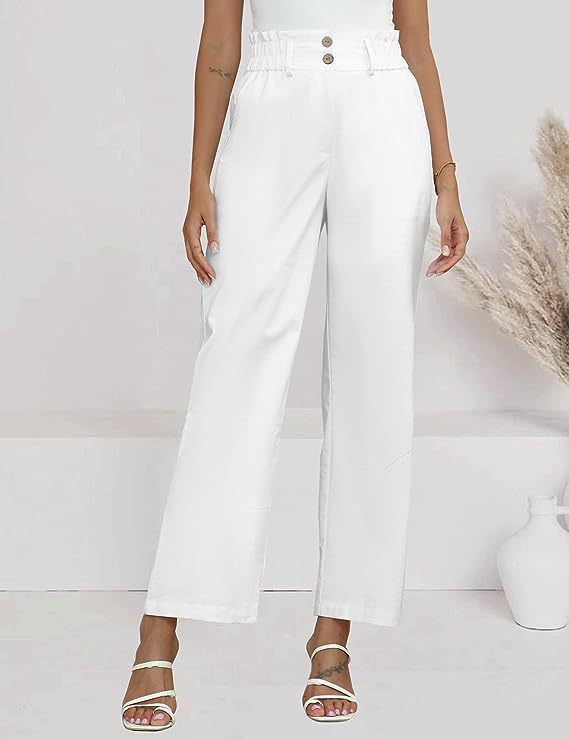 Pantalon Palazzo à taille haute pour femmes avec taille Paperbag