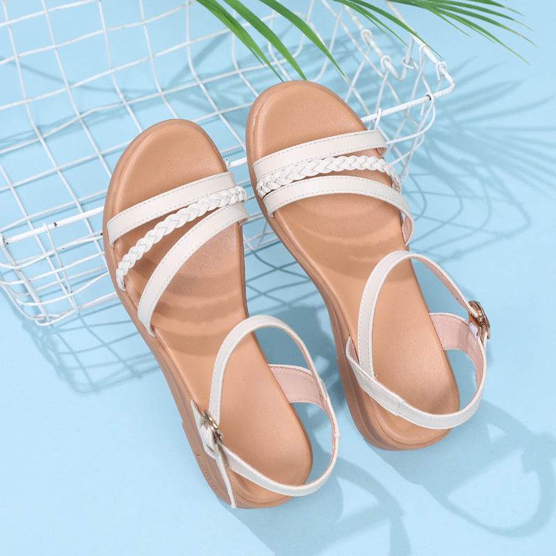 Sandales à brides confortables pour femmes avec design de brides tressées et semelle flexible Heidi-Mode
