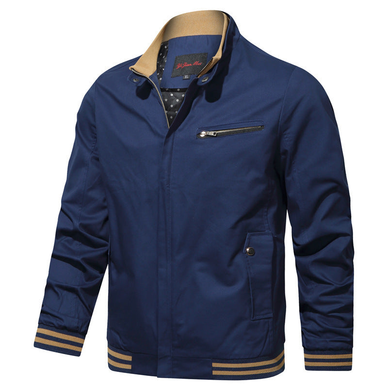 Blouson urbain pour hommes avec col montant contrasté, bords-côtes rayés et fermeture éclair sur la poitrine Echo Archiv