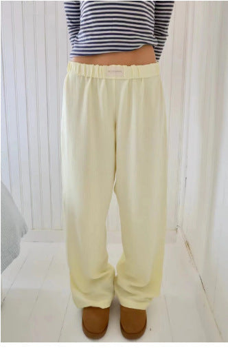 Pantalons de loisirs pour femmes, taille haute, longueur cheville, en mélange de coton doux avec taille élastique Echoarchiv