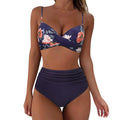 Ensemble de bikini taille haute pour femmes avec haut floral et culotte froncée R&B