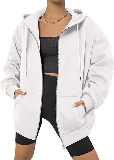 Veste à capuche zippée oversize pour femmes avec fermeture éclair contrastante, capuche double épaisseur et poche kangourou Echo Archiv