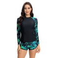 Rashguard à manches longues pour femmes avec motif végétal coloré Drune