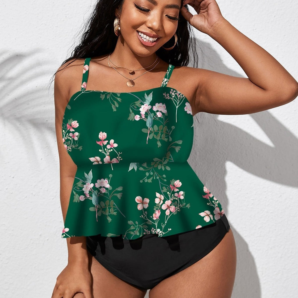 Haut de maillot de bain peplum pour femmes avec design floral Drune