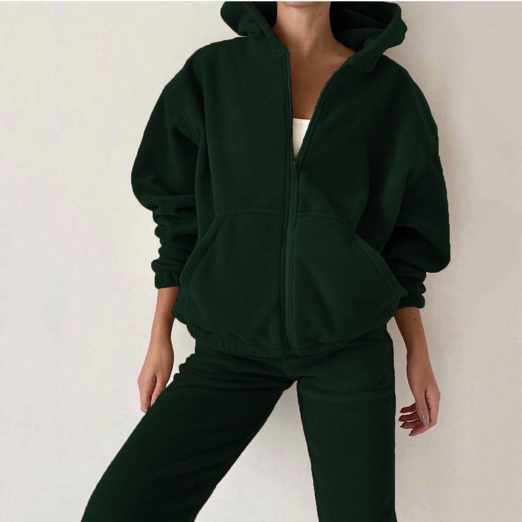 Ensemble de sweat à capuche oversize pour femmes avec poche kangourou et pantalon de jogging cargo