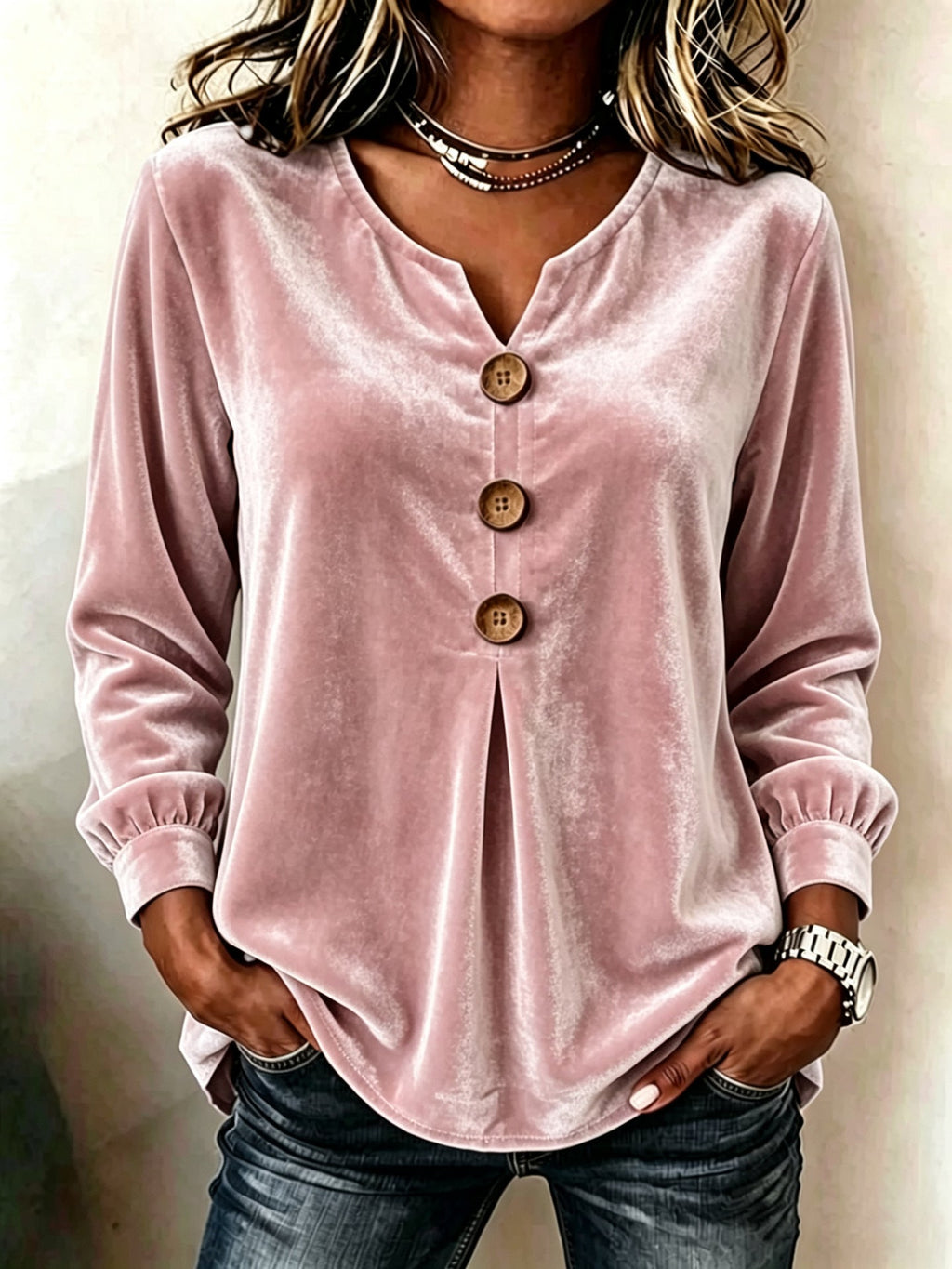 Blouse en velours élégante et confortable pour femmes