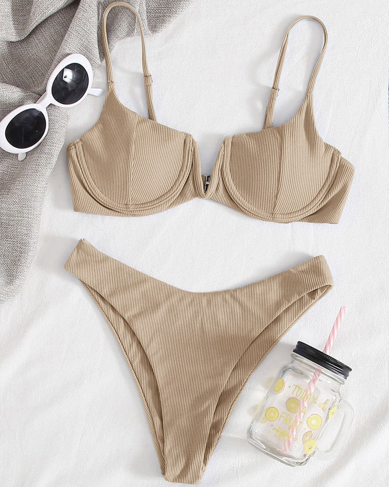 Bikini Push-Up pour femmes avec design côtelé élégant R&B