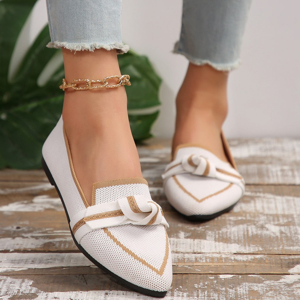 Ballerines à brides pour femmes avec détails en nœuds et tige respirante R&B