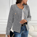 Veste Bouclé Élégante avec Boutons Dorés pour Femmes