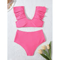 Bikini Femme Taille Haute avec Détails Volants R&B