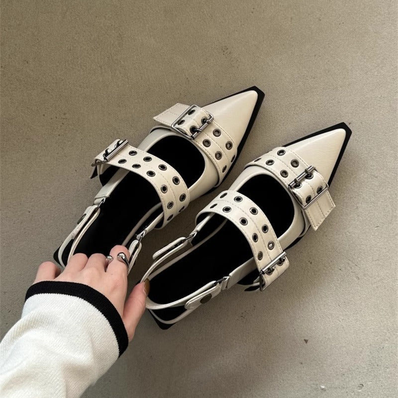 Mules élégantes à bout pointu pour femmes avec boucles décoratives R&B