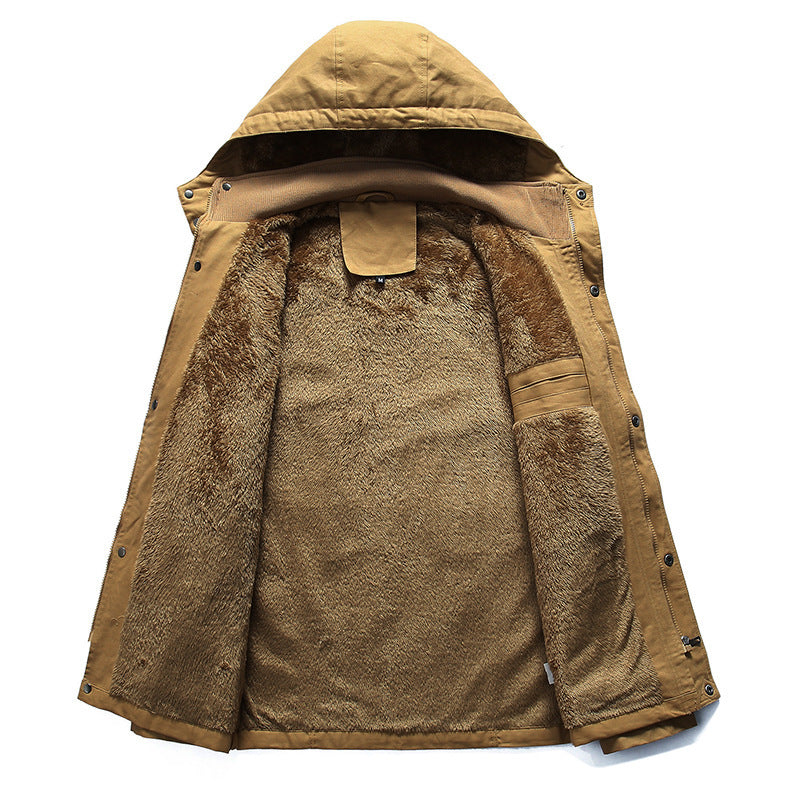 Parka de champ pour hommes, doublé en Teddy, en toile, avec capuche et poches multifonctionnelles Echo Archiv