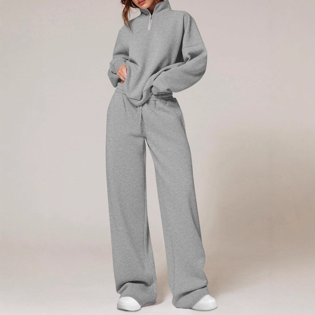 Ensemble de jogging oversized pour femmes avec col montant, demi-zip et jambes larges Echo Archiv
