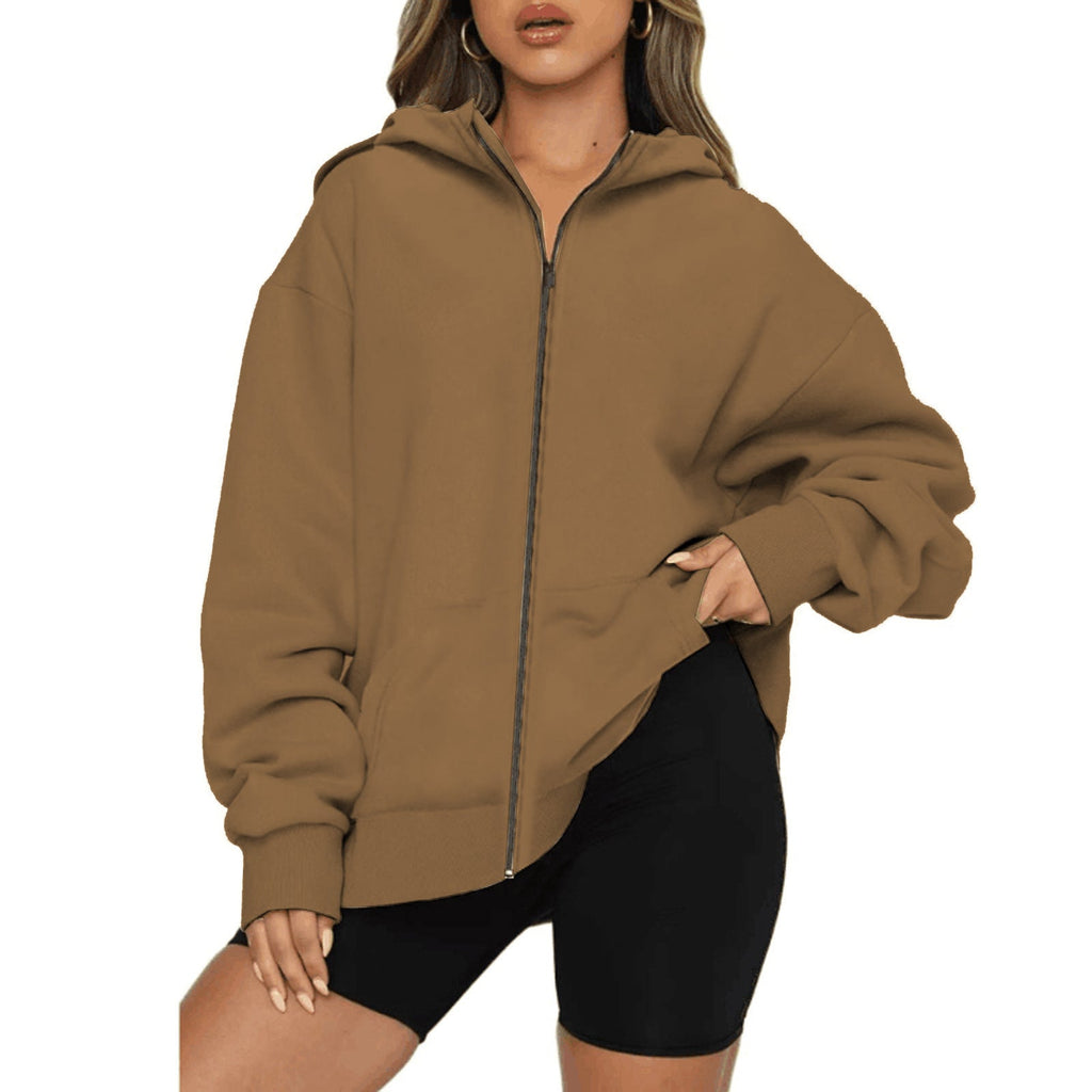 Veste à capuche zippée légère pour femmes en coupe Relaxed-Fit avec poche kangourou et poignets côtelés Echo Archiv