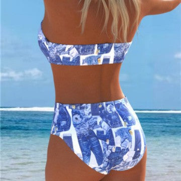 Ensemble de bikini pour femmes avec haut bandeau élégant et shorts taille haute R&B