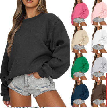 Sweatshirt oversized à col rond pour femmes en mélange de coton avec épaules tombantes, intérieur gratté et bords élastiques Echo Archiv