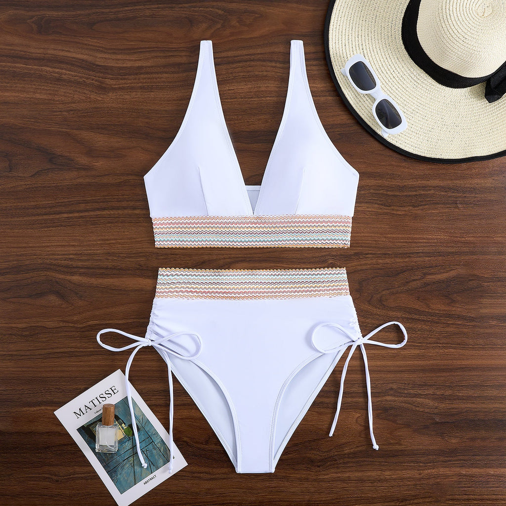 Ensemble de bikini taille haute pour femmes avec détails tendance en lacets R&B