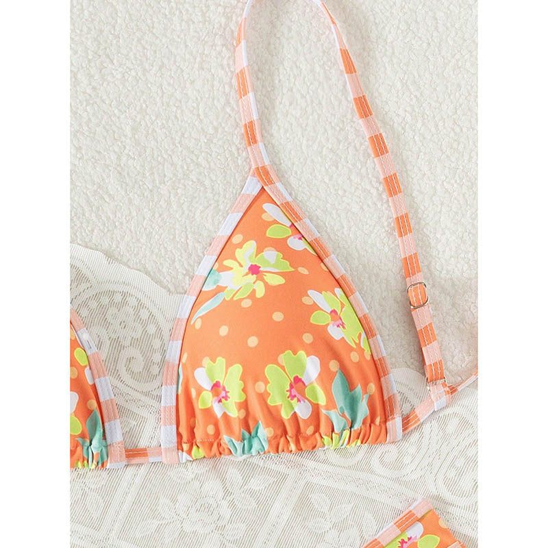 Bikini triangle floral pour femmes avec bretelles réglables R&B