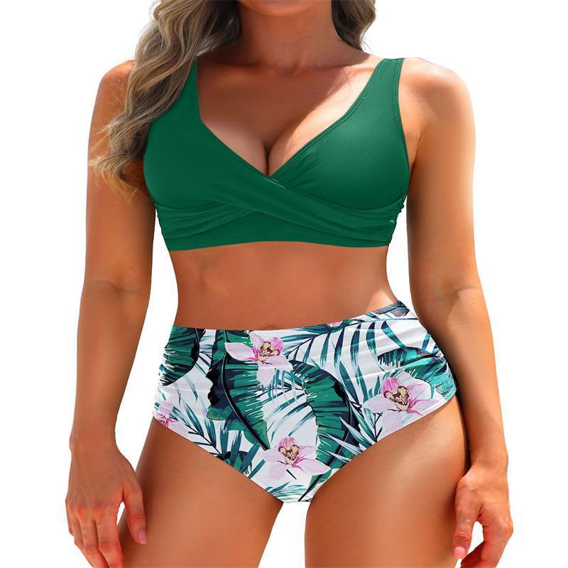 Bikini pour femmes à taille haute avec un élégant design drapé et sculptant R&B