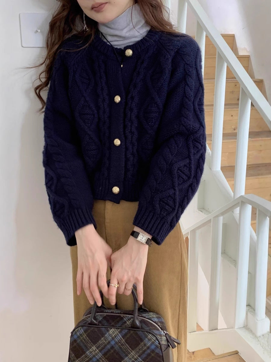 Cardigan pour femmes avec col rond et manches longues