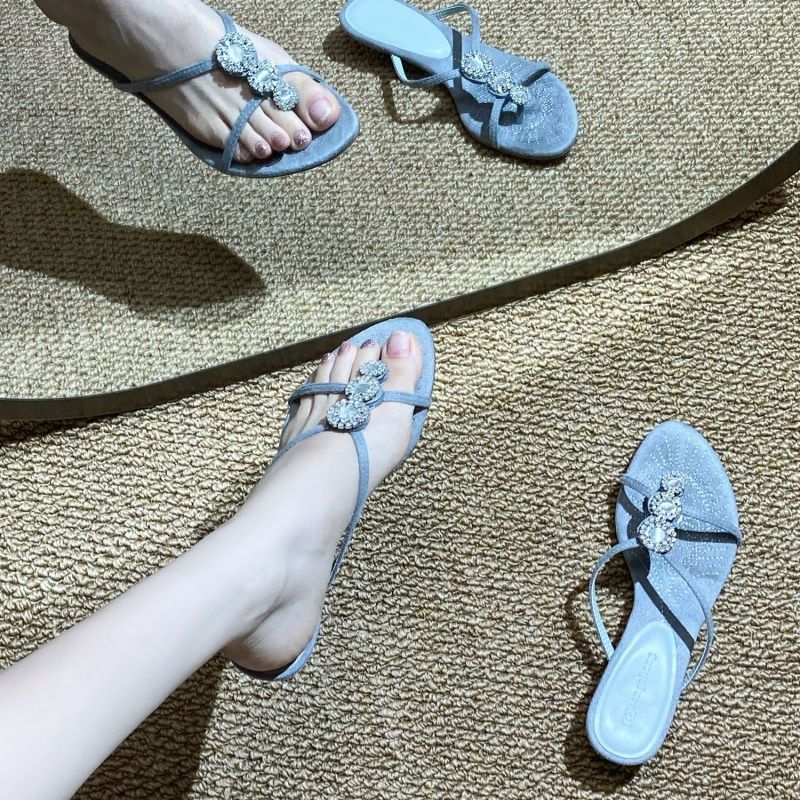 Sandales élégantes à brides avec design en strass scintillant R&B