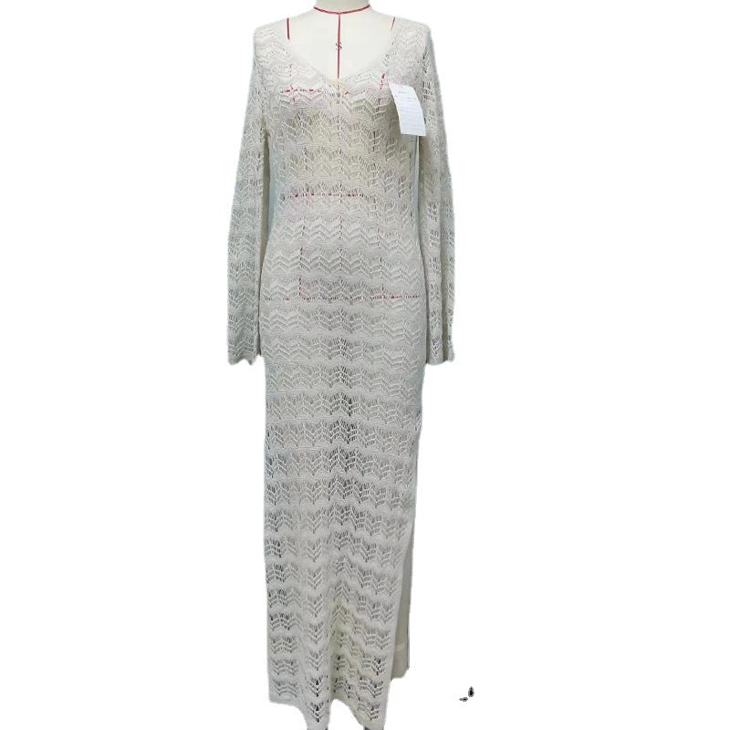 Robe en crochet élégante pour femmes avec décolleté profond R&B