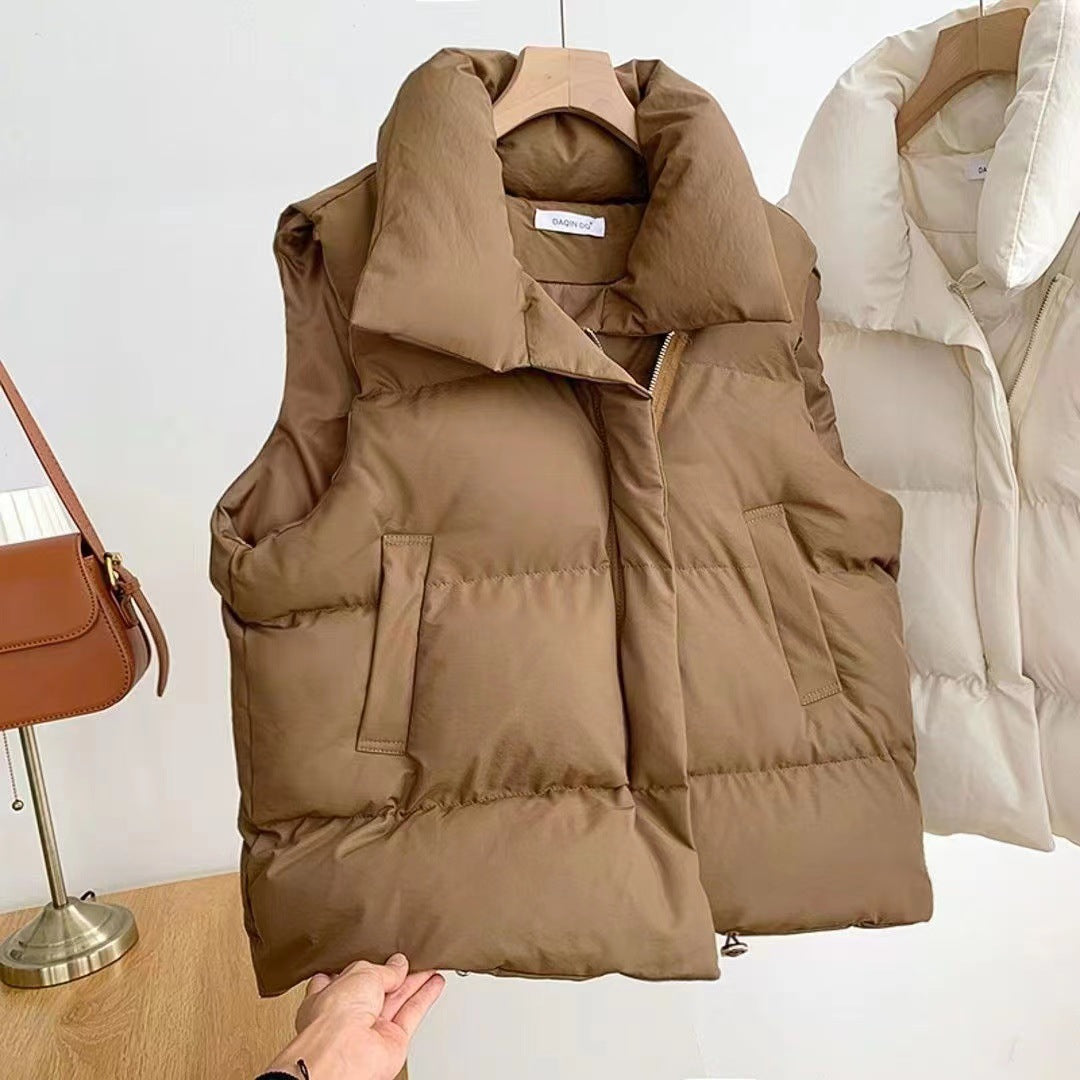 Gilet matelassé pour femmes avec col châle volumineux, fermeture éclair à double sens cachée et cordon de serrage ajustable Echo Archiv