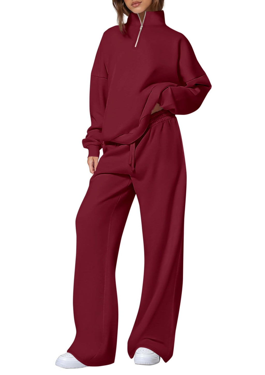 Ensemble de jogging oversized pour femmes avec col montant, demi-zip et jambes larges Echo Archiv