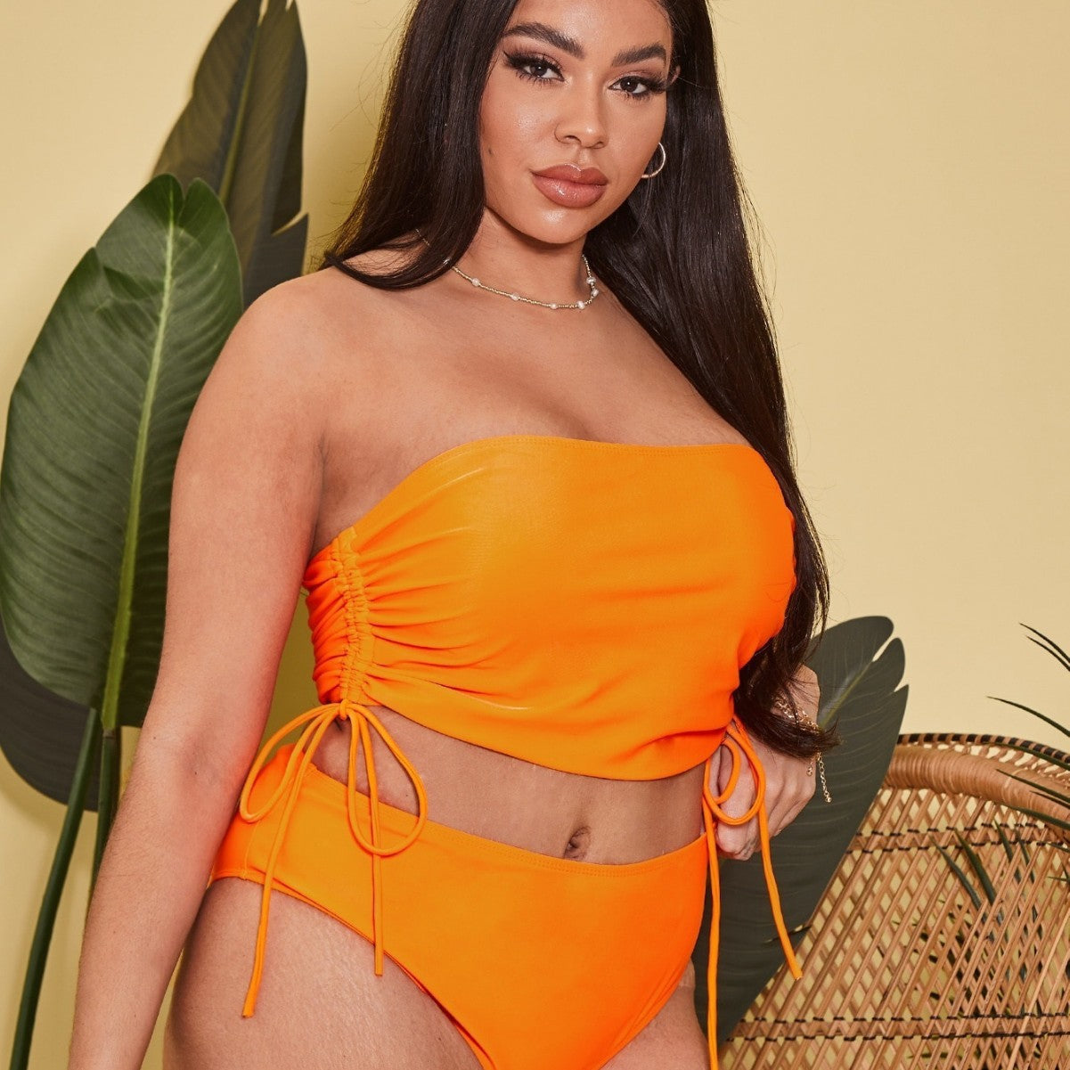 Ensemble de tankini pour femmes avec top enroulé ajustable et shorts taille haute R&B