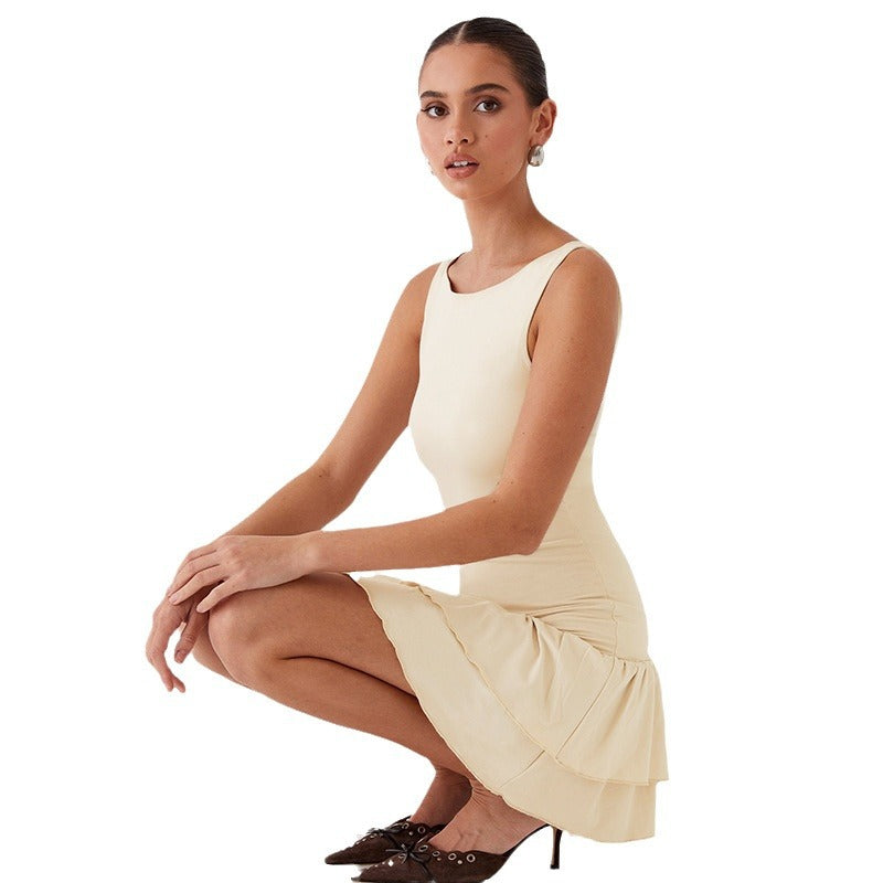 Robe Mini Femme Ludique avec Volants Volumineux et Coupe Élégante R&B