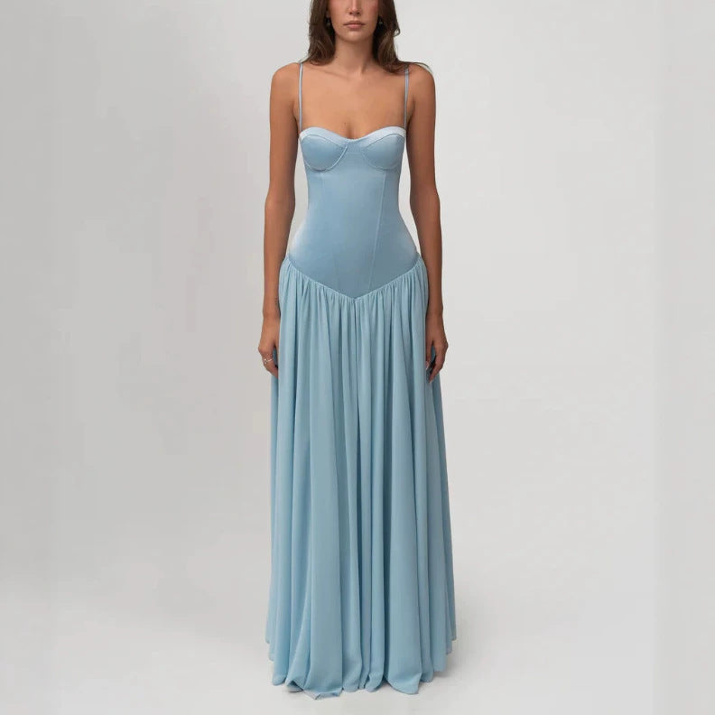 Robe de soirée bustier modelante pour femmes avec construction de corsage préformée et jupe en chiffon évasée R&B
