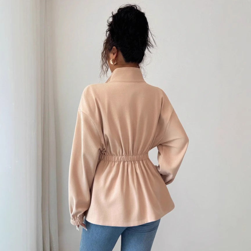 Veste à zip mode pour femmes avec ceinture à la taille