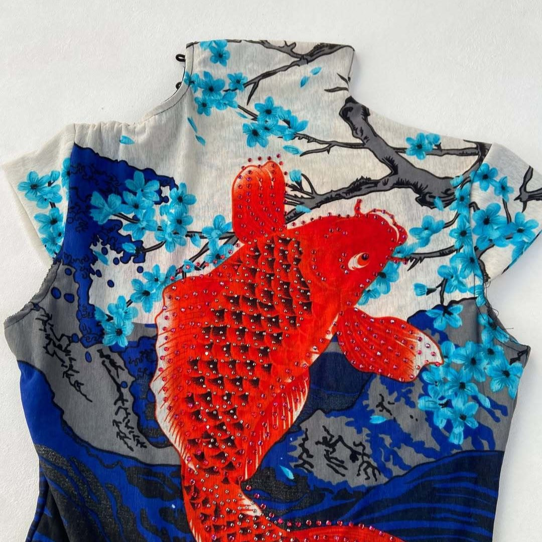 Haut ajusté pour femmes avec motif de poisson unique R&B