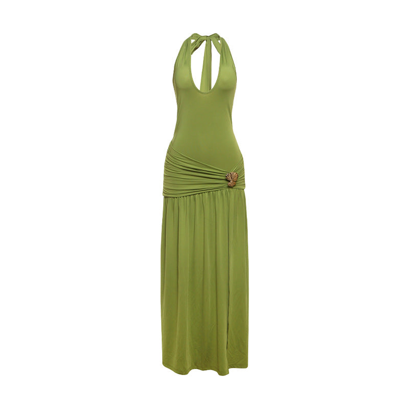 Robe Maxi Élégante pour Femmes avec Drapés Raffinés et Détail Décoratif Heidi-Mode