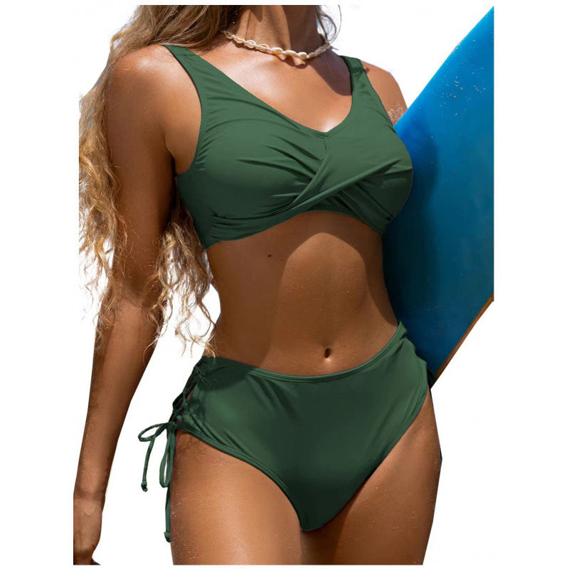 Bikini taille haute pour femmes avec détail de nouage raffiné R&B