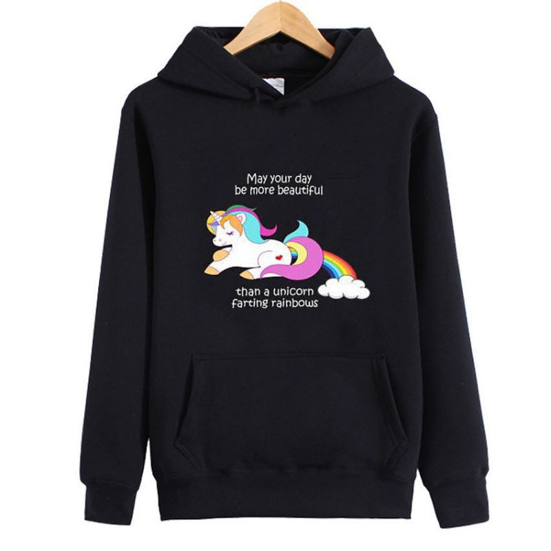 Sweat à capuche pour femmes avec impression de licorne en train de dab, poche kangourou et mélange de coton doux Echo Archive