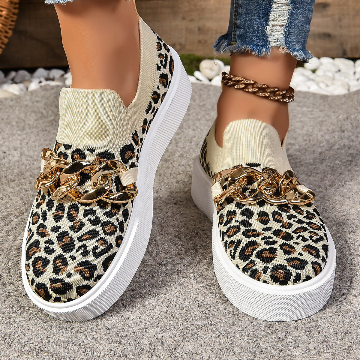 Baskets Slip-On Femme avec accents de chaînes mode Heidi