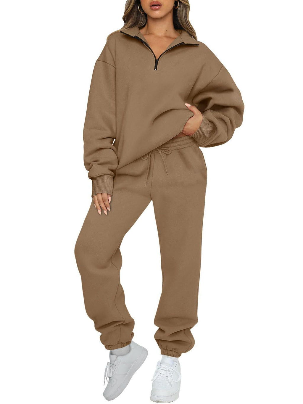 Ensemble lounge mi-zip pour femmes avec sweatshirt oversize et pantalon de jogging taille haute Echo Archiv