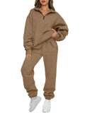 Ensemble lounge mi-zip pour femmes avec sweatshirt oversize et pantalon de jogging taille haute Echo Archiv