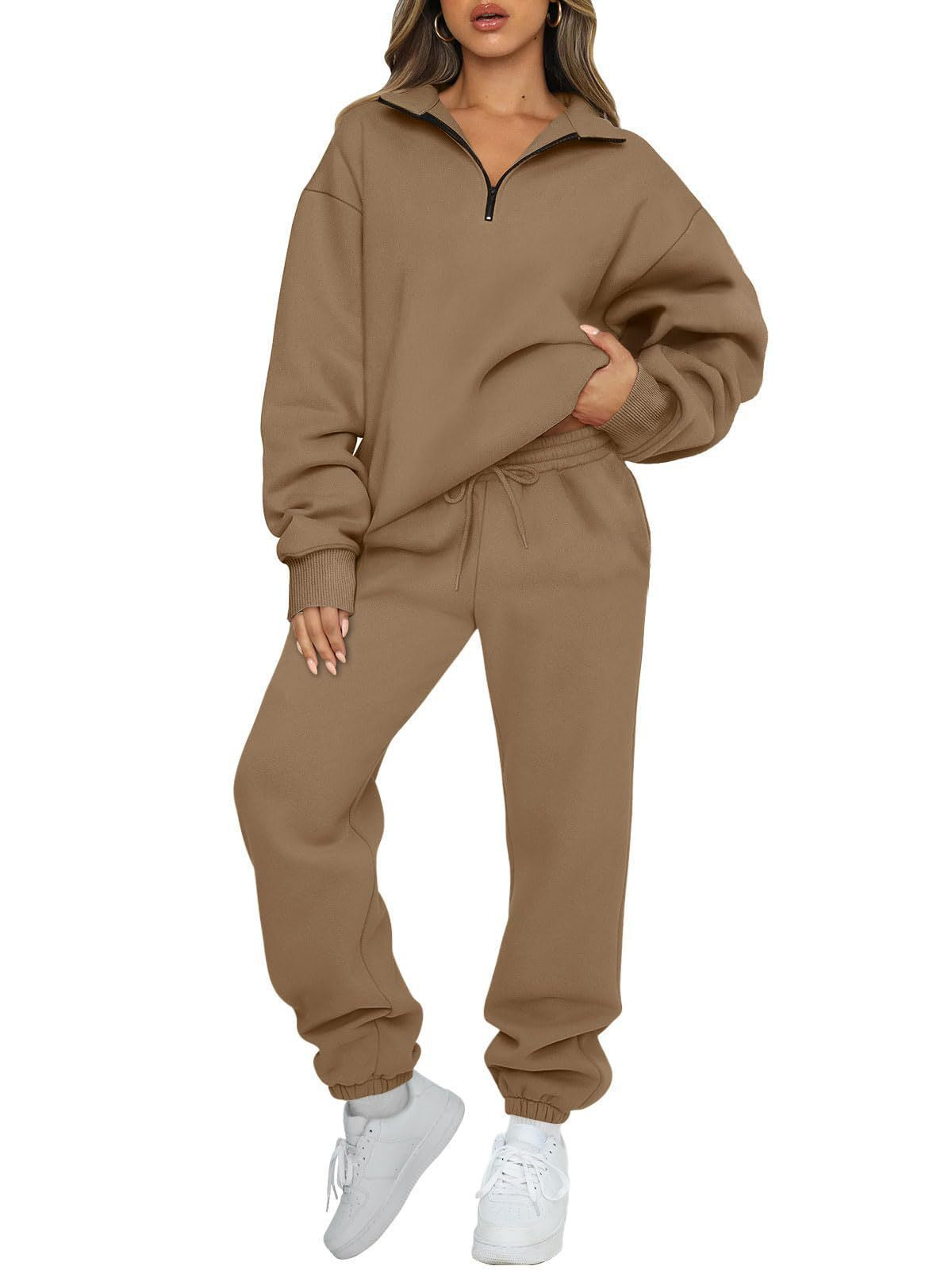 Ensemble lounge mi-zip pour femmes avec sweatshirt oversize et pantalon de jogging taille haute Echo Archiv