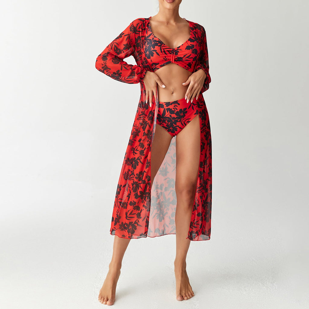 Robe de plage transparente pour femmes avec motif floral R&B
