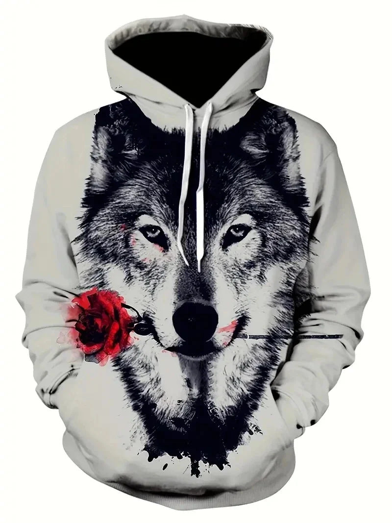 Sweat à capuche pour femmes avec motif de loup et de papillon Echoarchiv