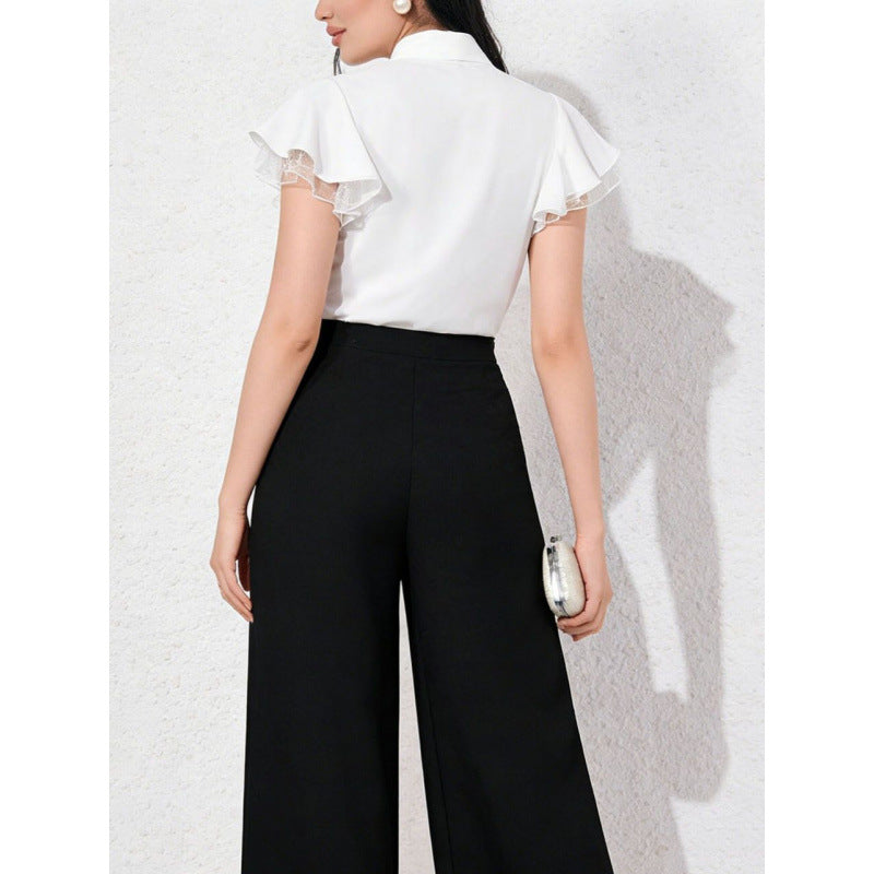 Blouse femme avec manches à volants et nœud féminin Heidi-Mode