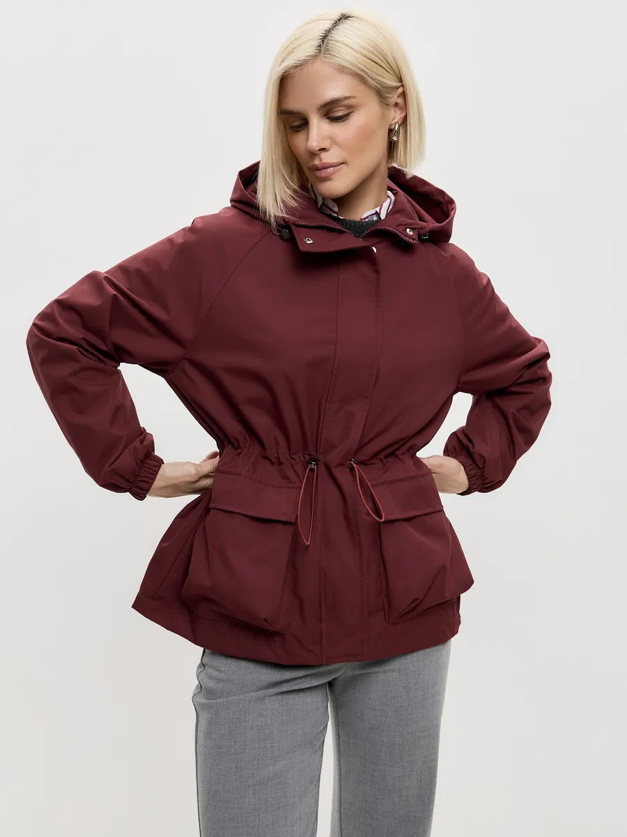 Parka imperméable pour femmes avec capuche, taille cintrée à cordon et poches XXL Echo Archiv