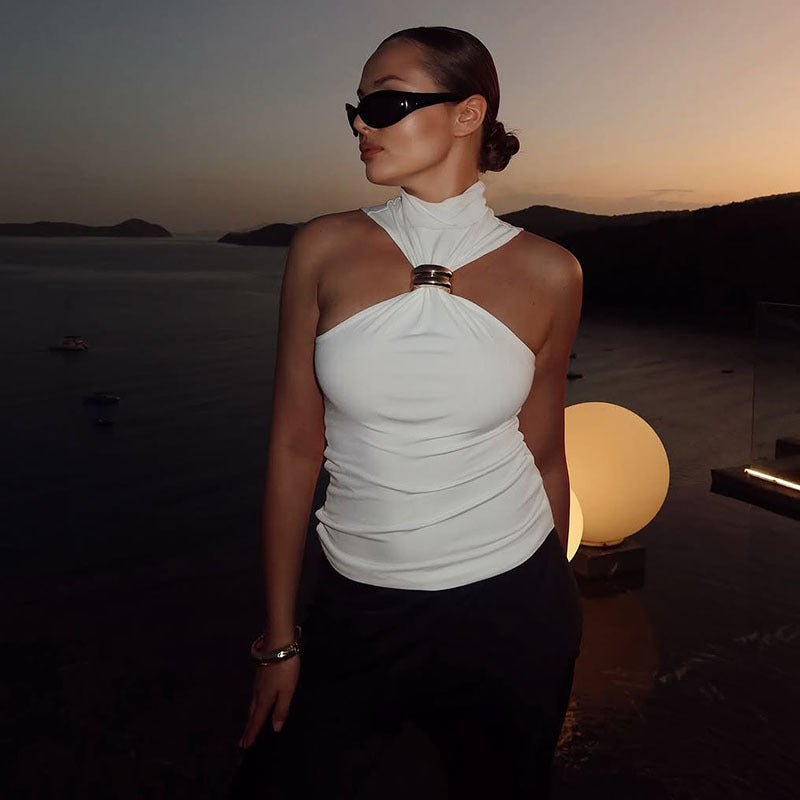 Top élégant pour femmes avec col haut et design épuré Heidi-Mode