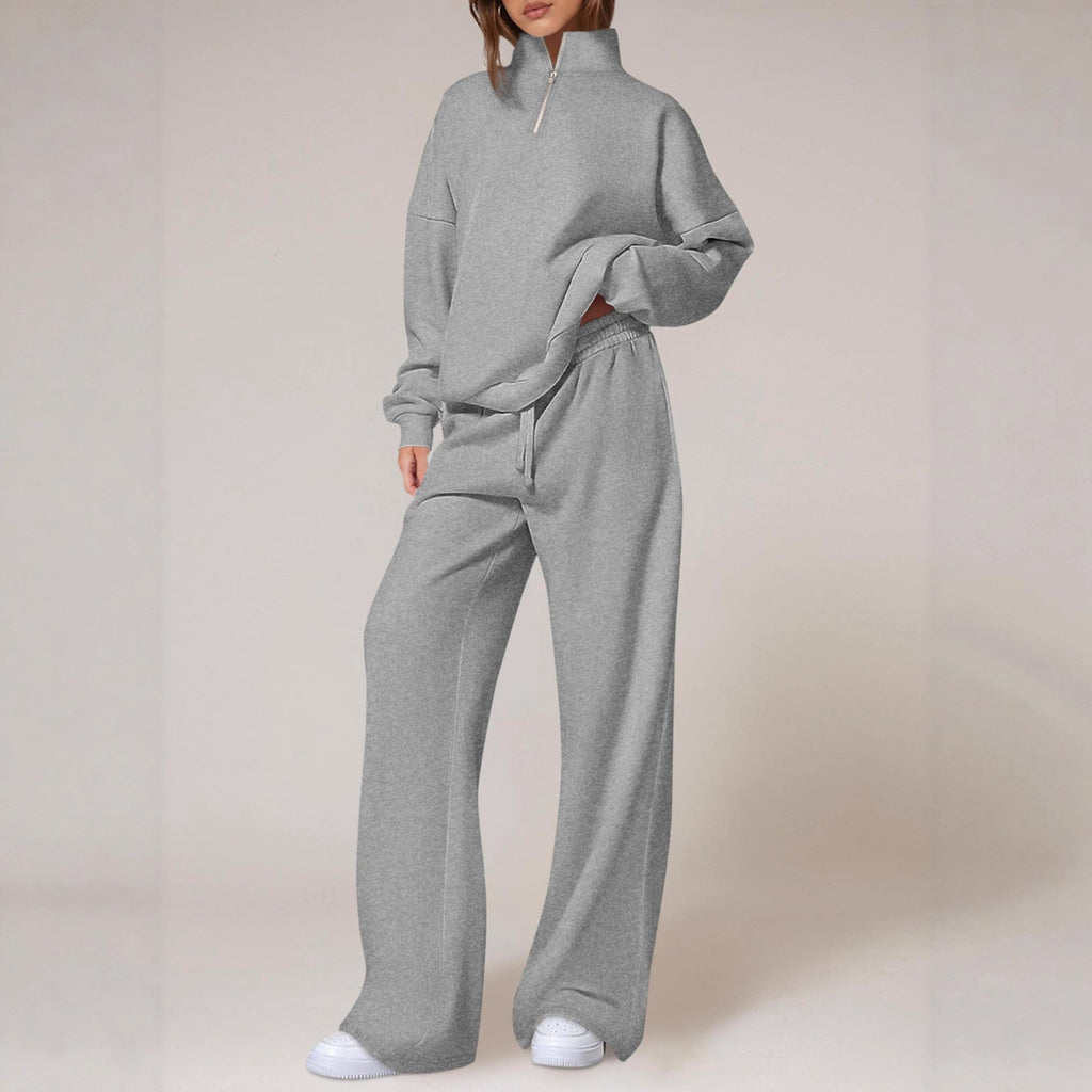 Ensemble de jogging oversized pour femmes avec col montant, demi-zip et jambes larges Echo Archiv