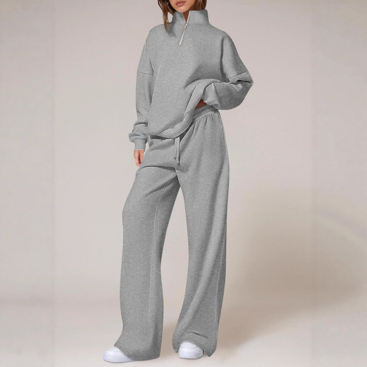 Ensemble de jogging oversized pour femmes avec col montant, demi-zip et jambes larges Echo Archiv