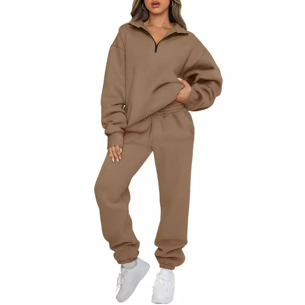 Ensemble lounge mi-zip pour femmes avec sweatshirt oversize et pantalon de jogging taille haute Echo Archiv